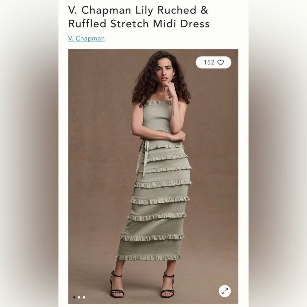 V. Chapman Lily Ruched & Ruffled Stretch Midi Dress